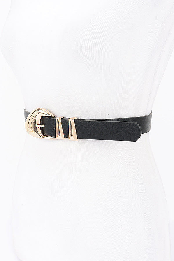 Set of 6 White Gold Faux Leather Multi - Metal Buckle Belts