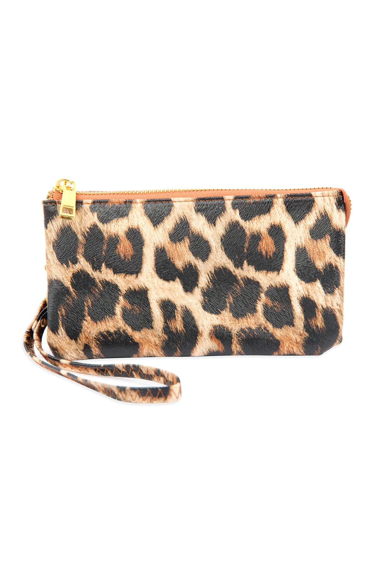 Pack of 6 Detachable Wristlet Leopard Patterned Vegan Leather Wallets