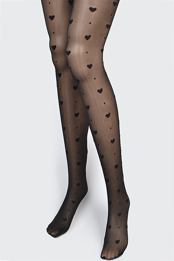 Pack of 6, Stylish 7638 Black Heart Dot Stockings