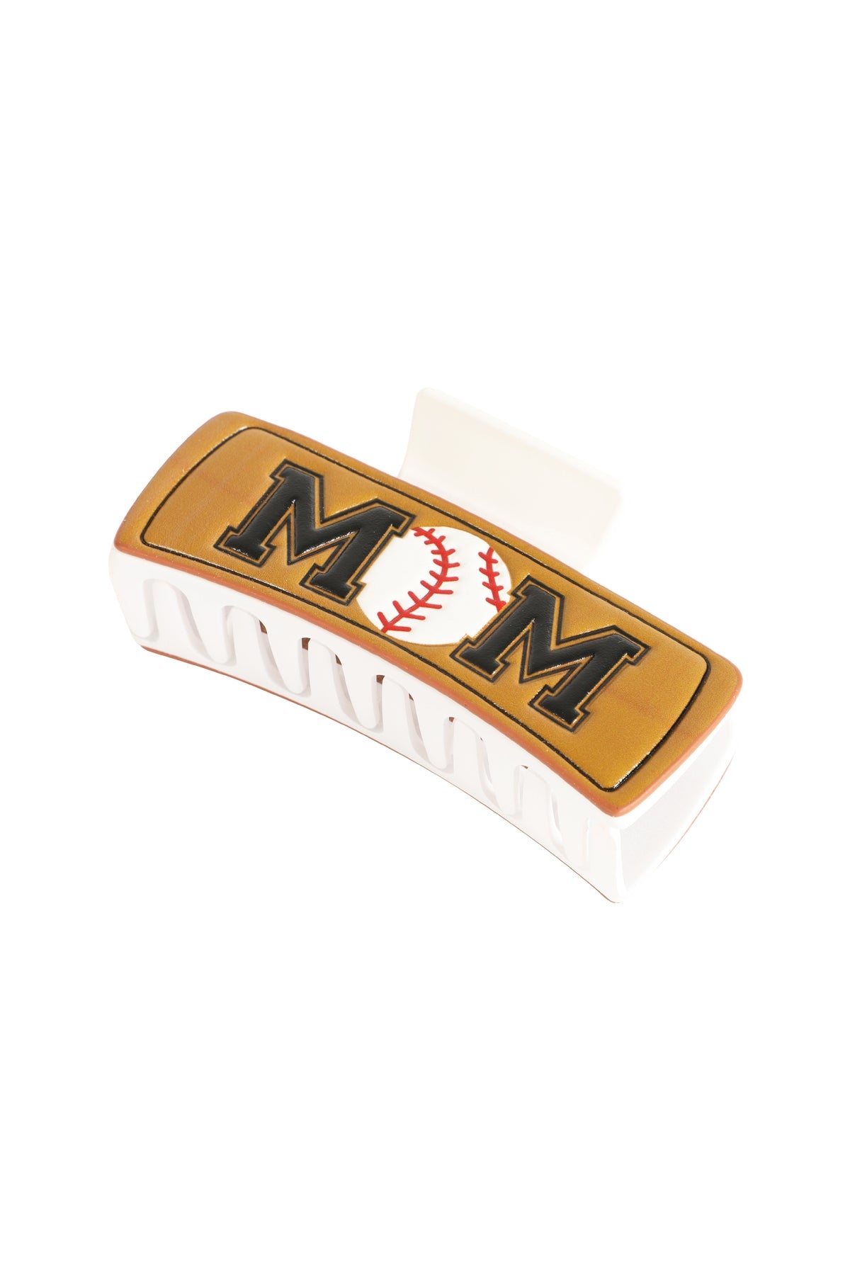 White and Multicolor Faux Leather Hair Claw for Baseball Moms - Set of 6 Pieces