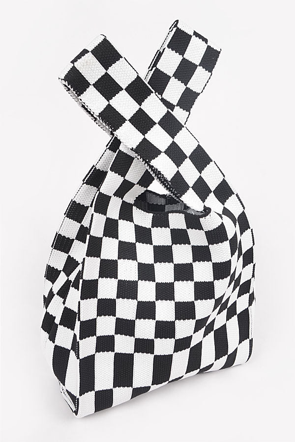 Pack of 3 - 8801 Stylish Black Checker Poly Woven Bags