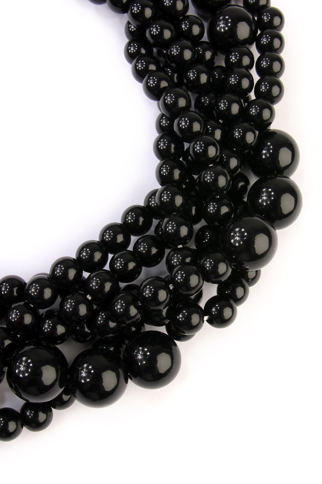 Stylish Black Multi-Strand Bubble Design Choker Necklace and Earring Set - Pack of Six Pieces
