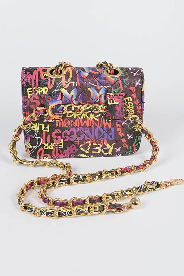 Pack of 3 Multicolor 1497 Graffiti Quilted Bags
