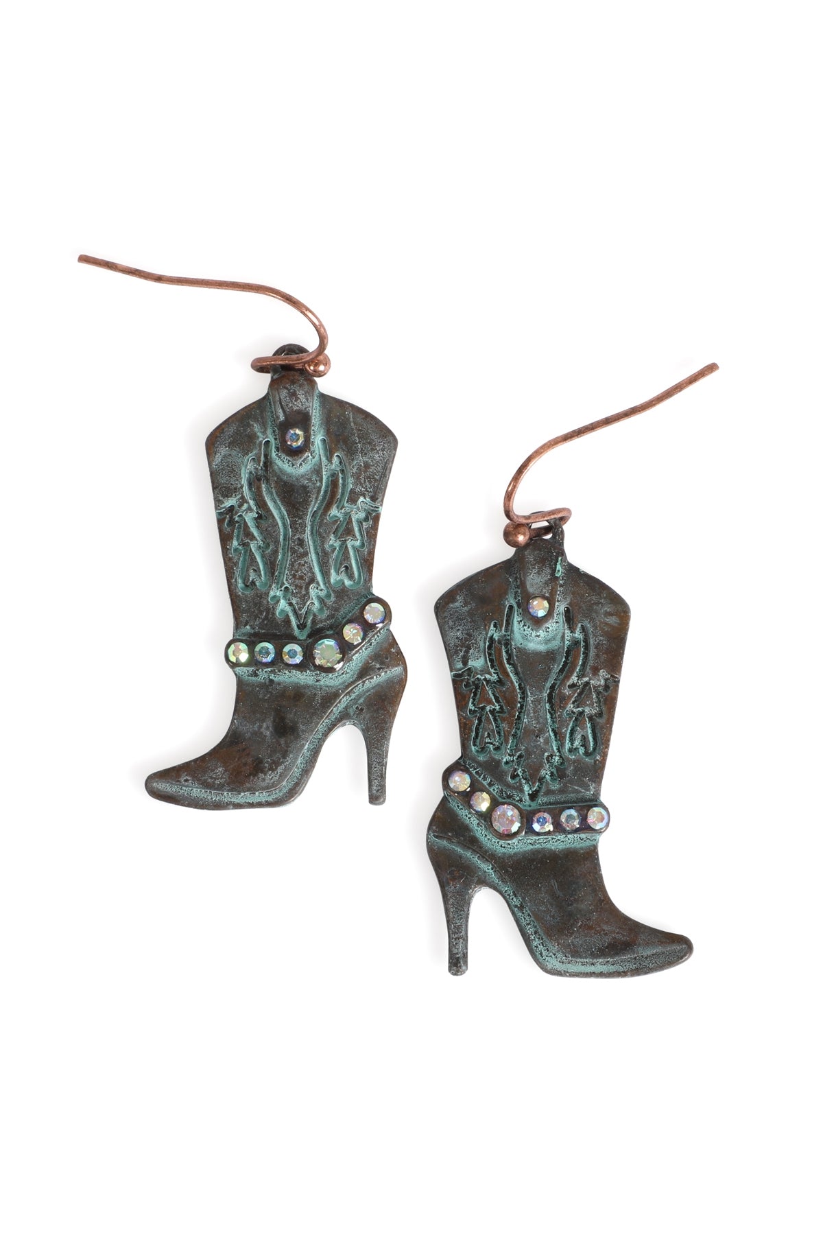 Pack of 6 Turquoise Rodeo Boots Pave Hook Earrings