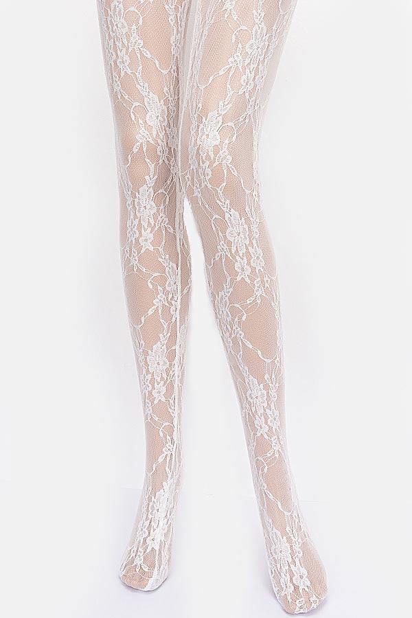 Set of 6 Elegant White Lace Stockings - 7968