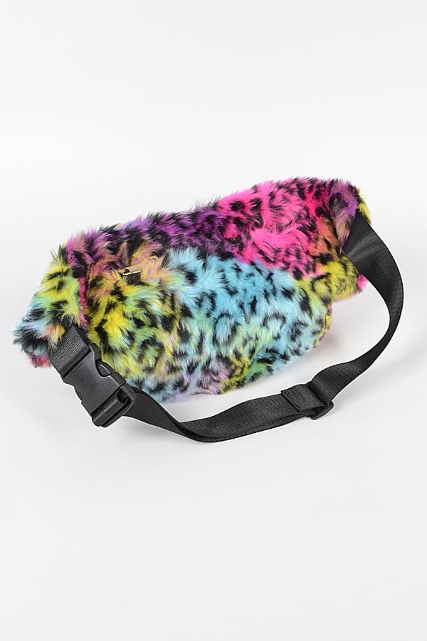 Pack of 3 - 6813 Multi - Leopard Faux Fur Stylish Fanny Packs