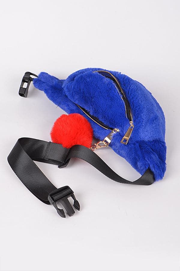 Pack of 3 Stylish Dark Pink Faux Fur Fanny Packs