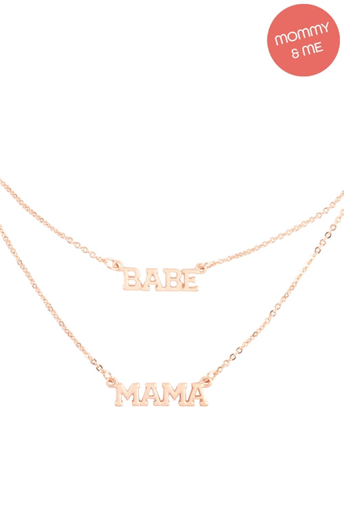 Set of 6 Gold Layered Necklaces: 14 Babe with 16 Mama Design