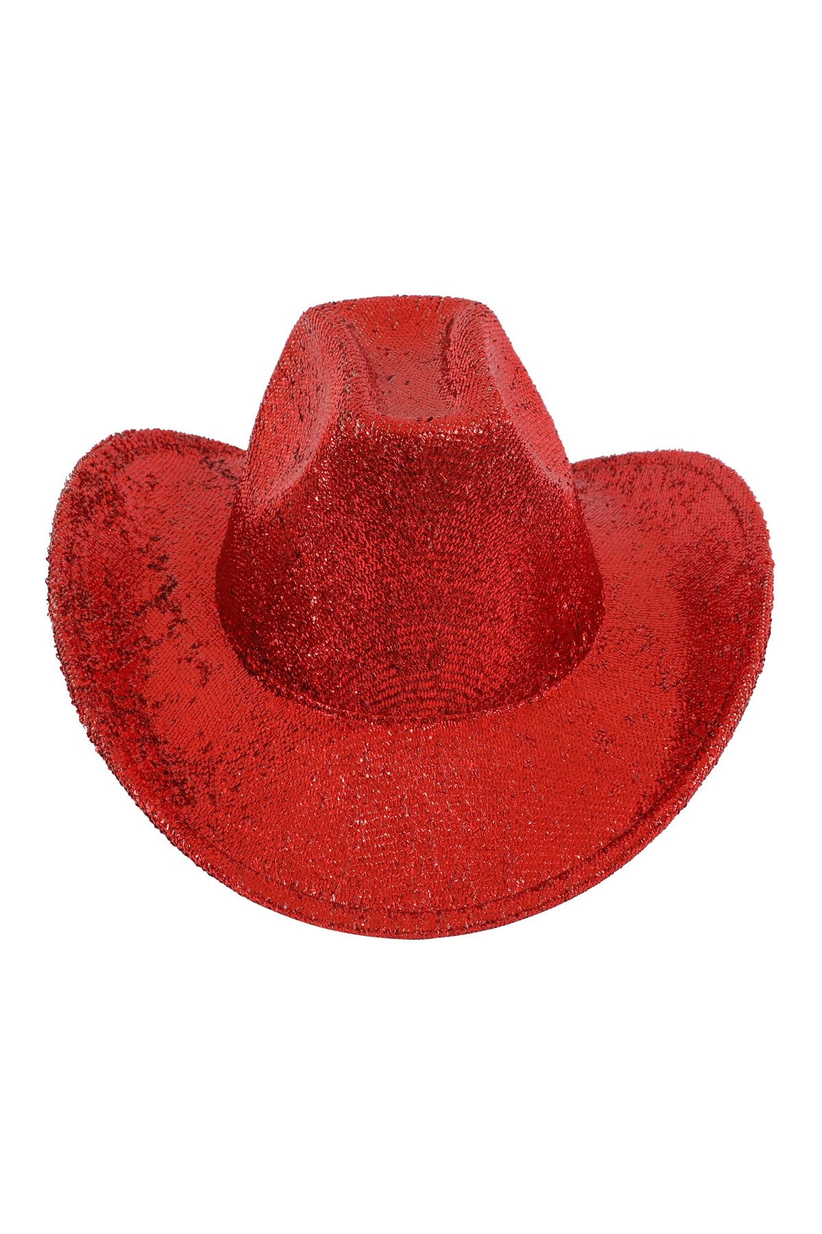 Pack of 6 Red Glittery Solid - Color Fedora Hats for Fashion Enthusiasts