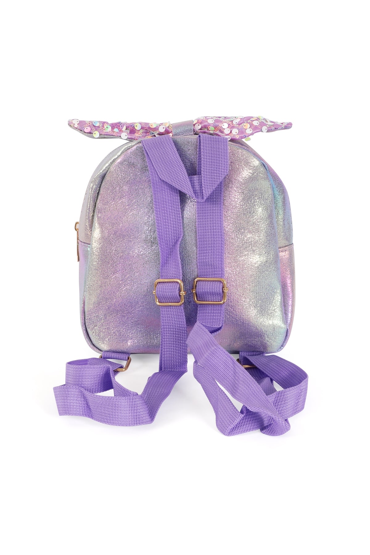 Adorable Purple Glitter Ribbon Kids Backpacks - Set of 6