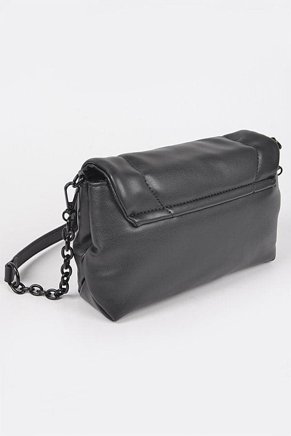 Set of 3 Stylish Black Faux Leather Shoulder Bags