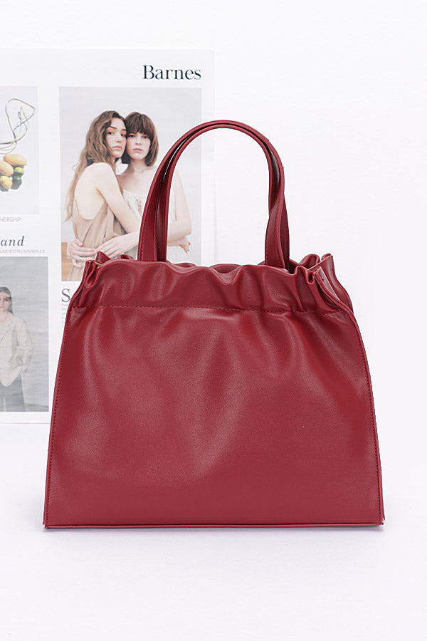 Set of 3 Burgundy 0611 Faux Leather Handle Bags