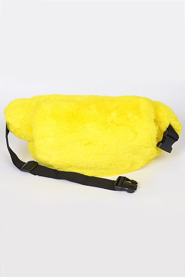 Trendy Yellow Faux Fur Fanny Pack - Set of 3