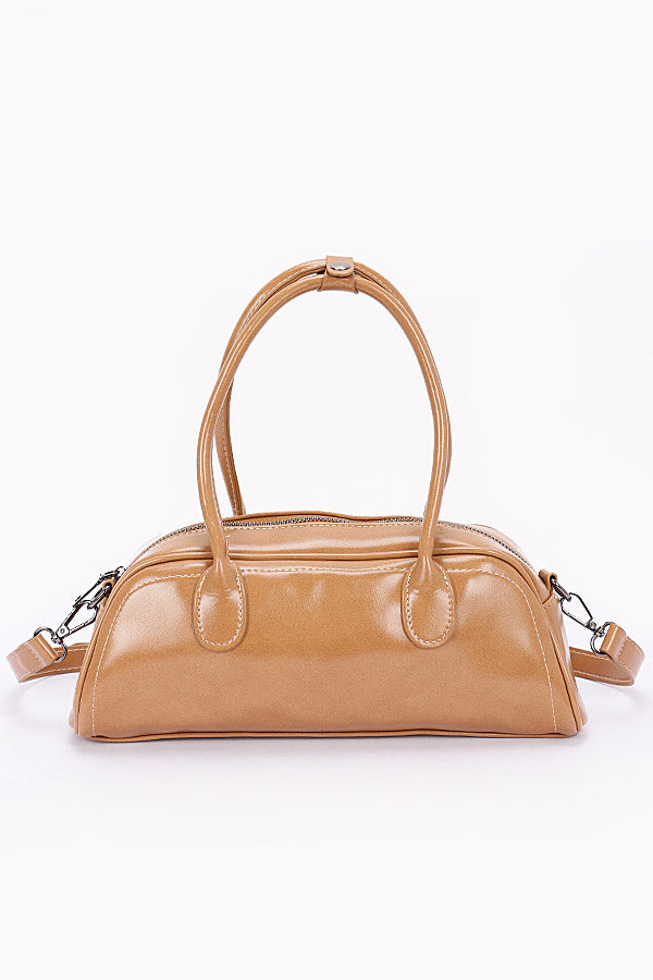 Set of 3 Faux Leather Sport Bags in Khaki Color