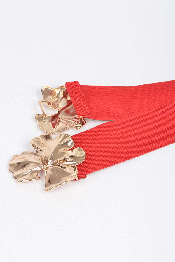 Set of 6 White Metal Flower Elastic Belts - 8378