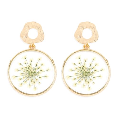Pack of 6 White Natural Flower - Inspired Acetate Drop Earrings for Women's Jewelry Collection