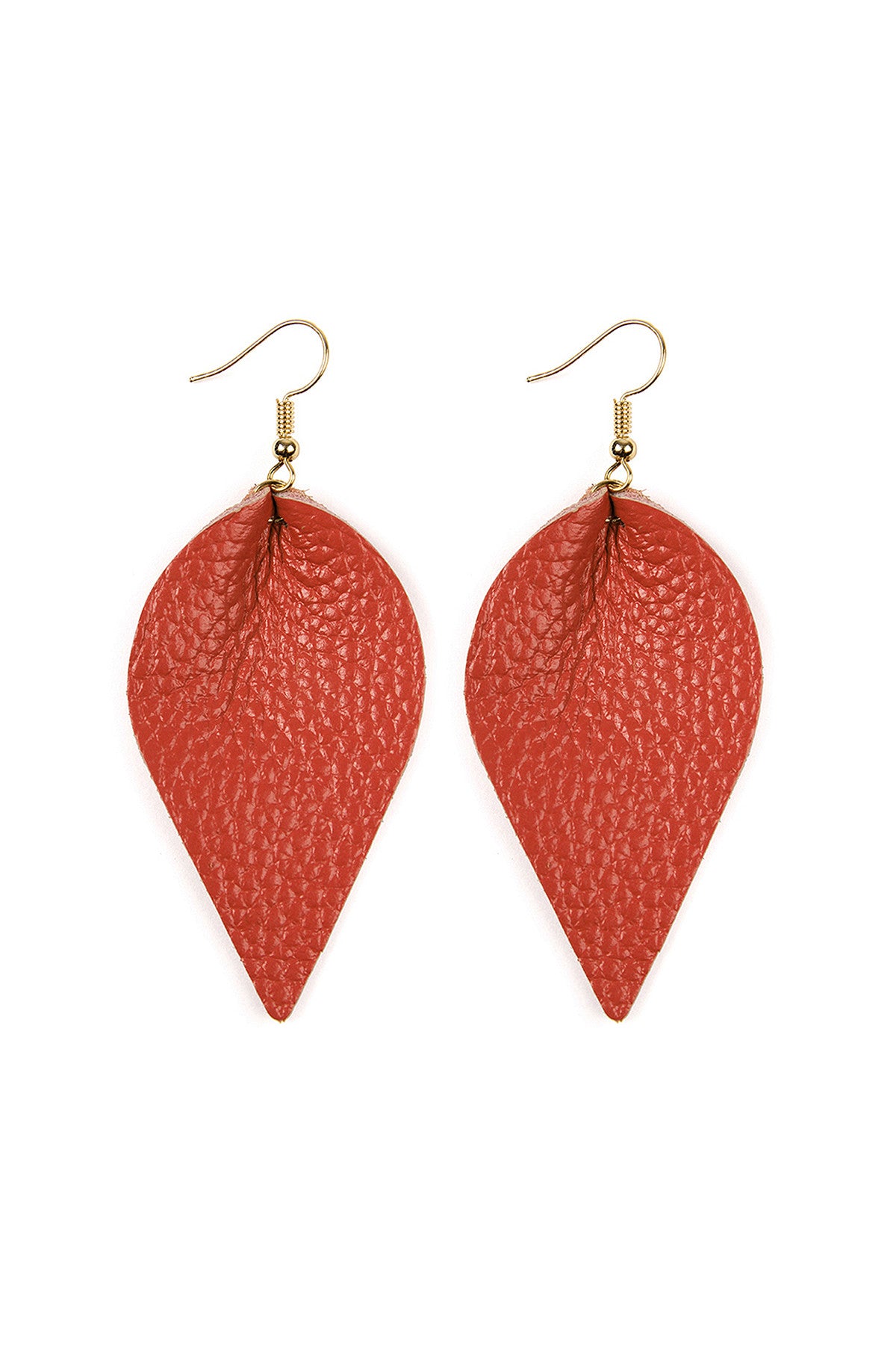 Set of 6 Coral Pinched Genuine Leather Teardrop Earrings