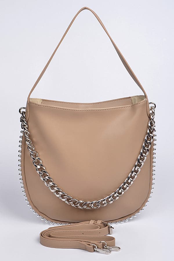 Pack of 3 Khaki - Style 8327 Chain - Strap Shoulder Clutches