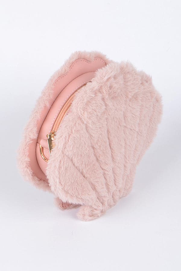 Pink SeaShell Faux Fur Clutch - Set of 3
