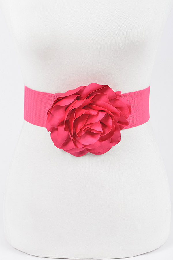 Pack of 6 Delicate Fuchsia - Colored 9407 Flower - Inspired Plus - Size Elastic Belts