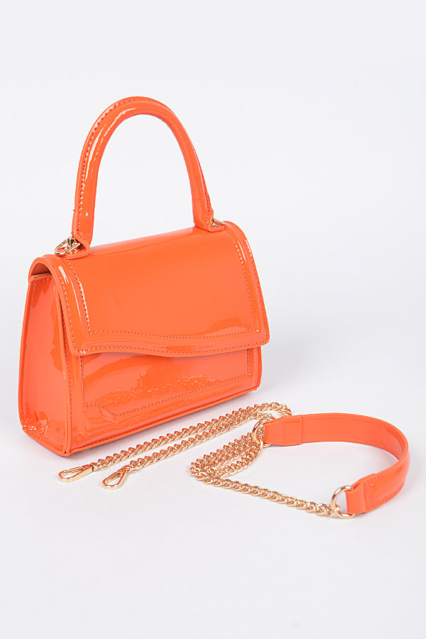 Set of 3 Nude 6865 Enamel Faux Leather Top Handle Bags