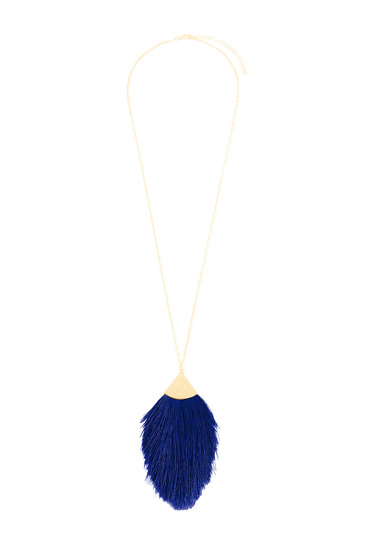 Set of 6 Sapphire Blue Tassel Pendant Necklaces