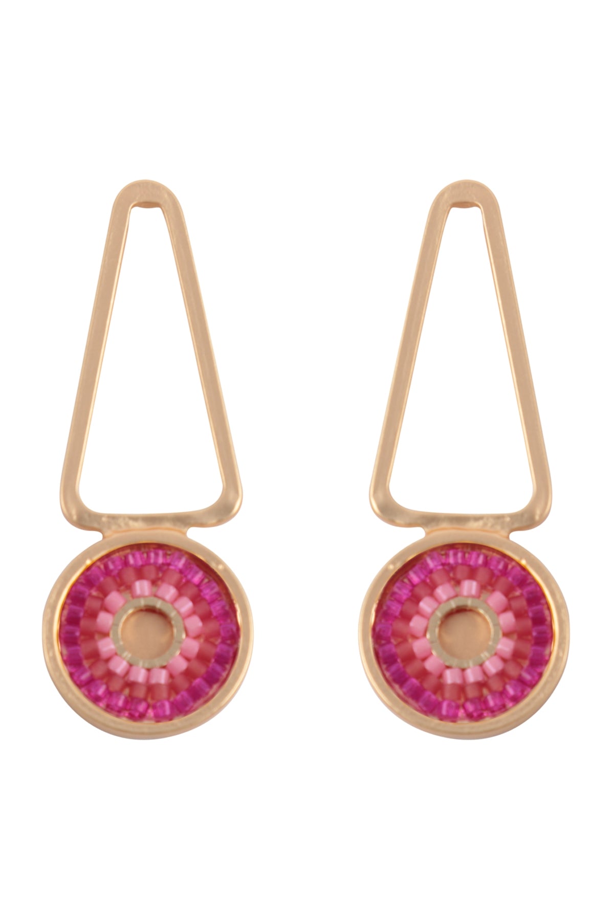 Fuchsia Geometric Seed Beads Drop Earrings - Set of 6
