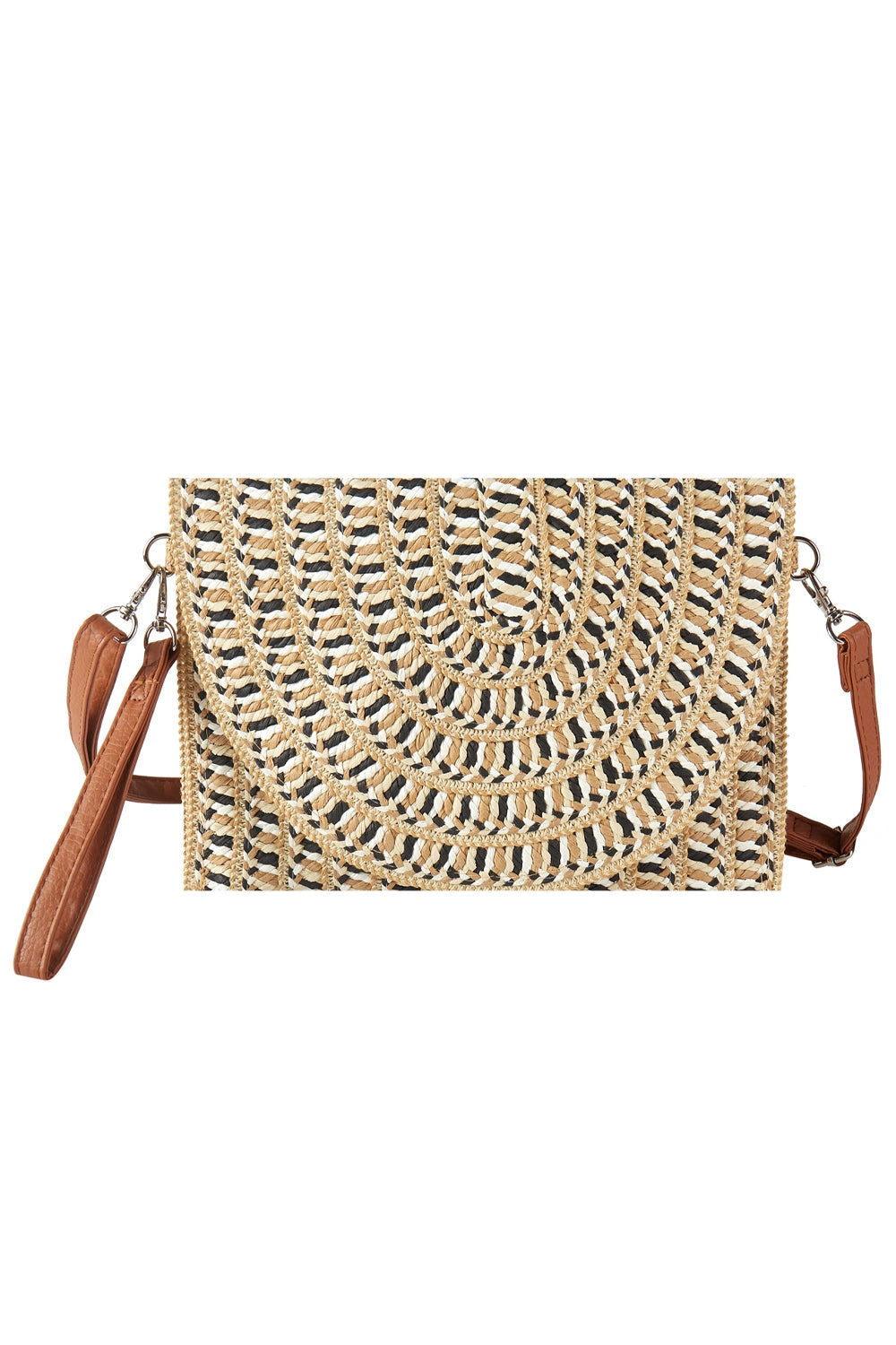 Pack of 6 Multi - Colored Beige Straw Clutch and Crossbody Bags