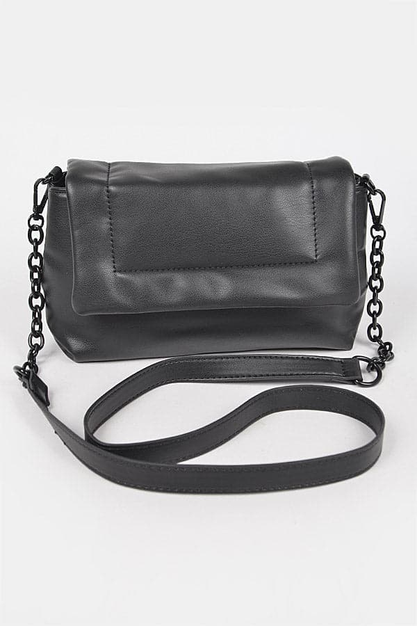 Set of 3 Stylish Black Faux Leather Shoulder Bags