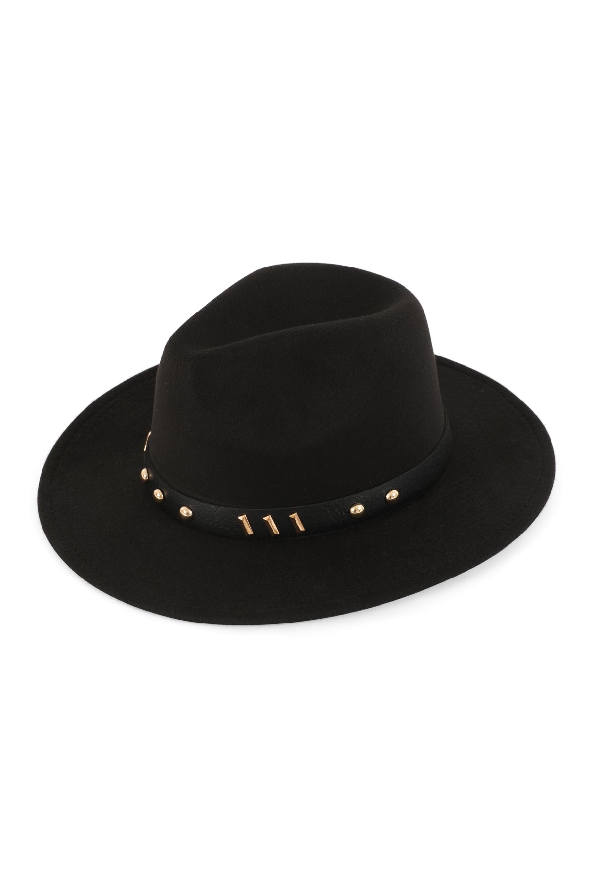 Classic Black Fedora Hats with Vintage Leather Bands - Set of 6
