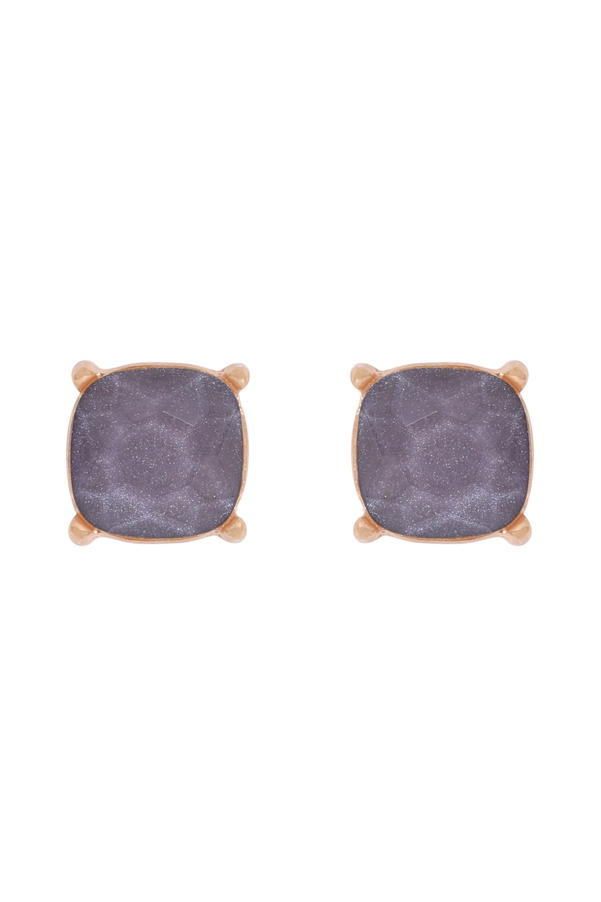 Exquisite Fine Glitter Epoxy Stud Earrings in Dark Gray - Set of Six Pieces