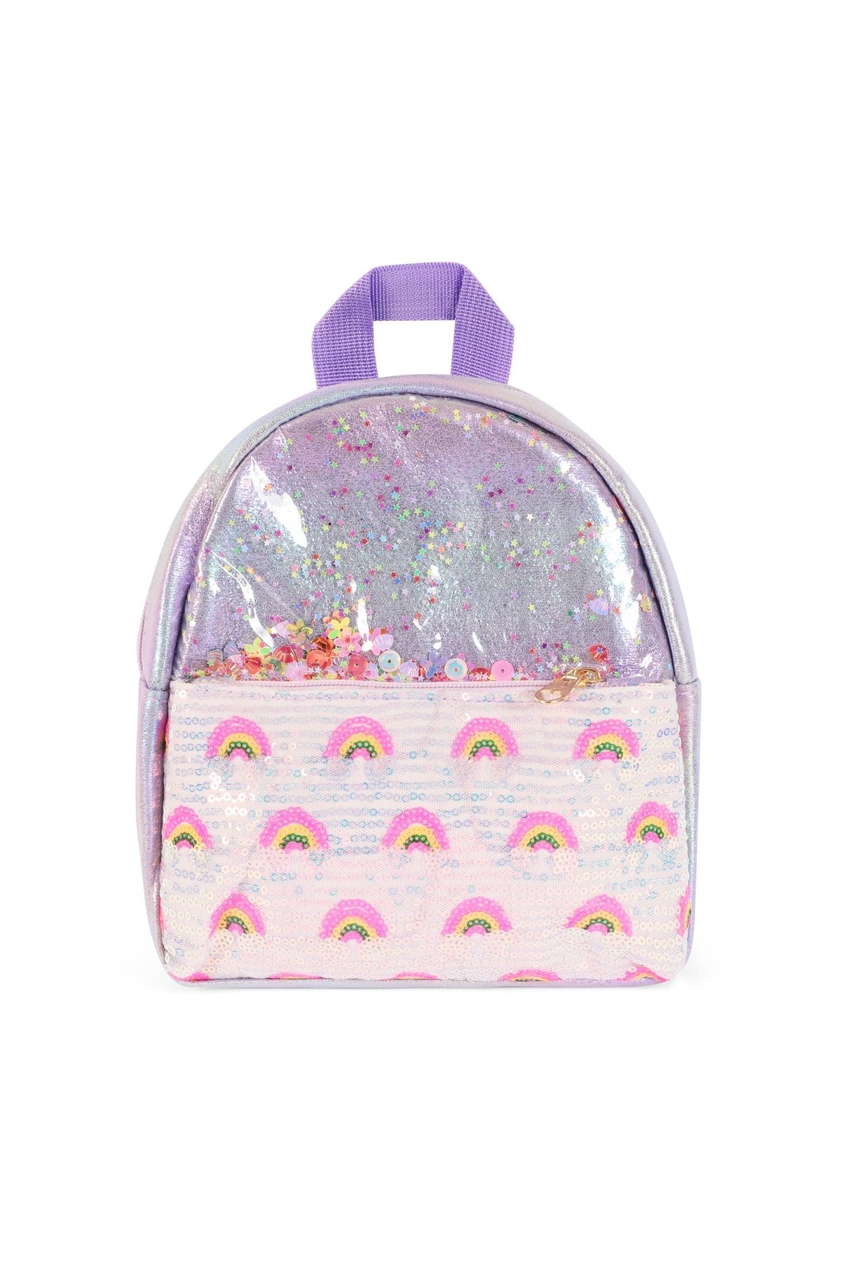 Adorable Purple Rainbow Glitter Backpacks for Kids - Set of 6