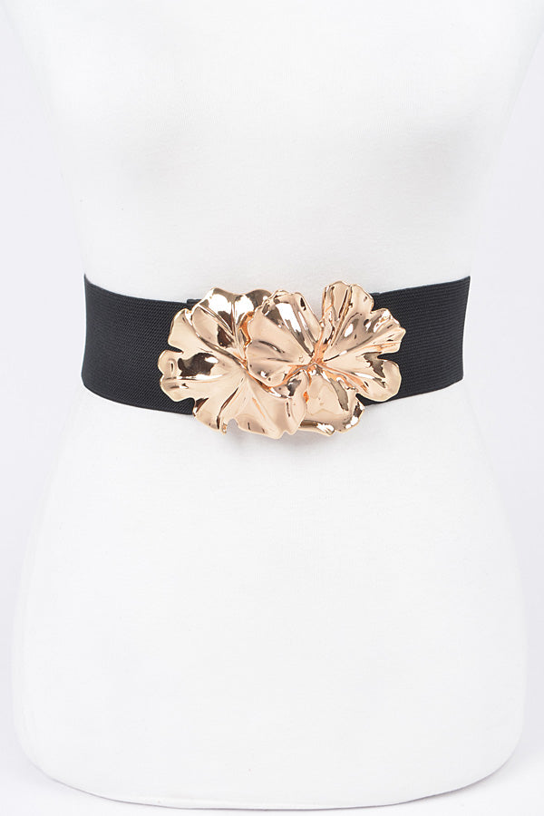 Set of 6 Metal Flower Elastic Belts in Black Color (8378 Model)