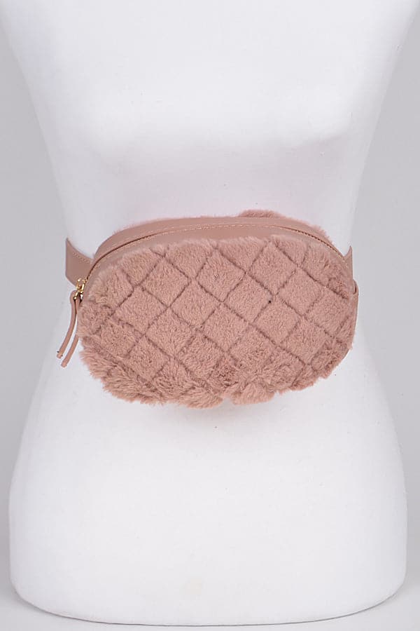 Pack of 3 Cute Pink Faux Fur Fanny Packs - Style 2617