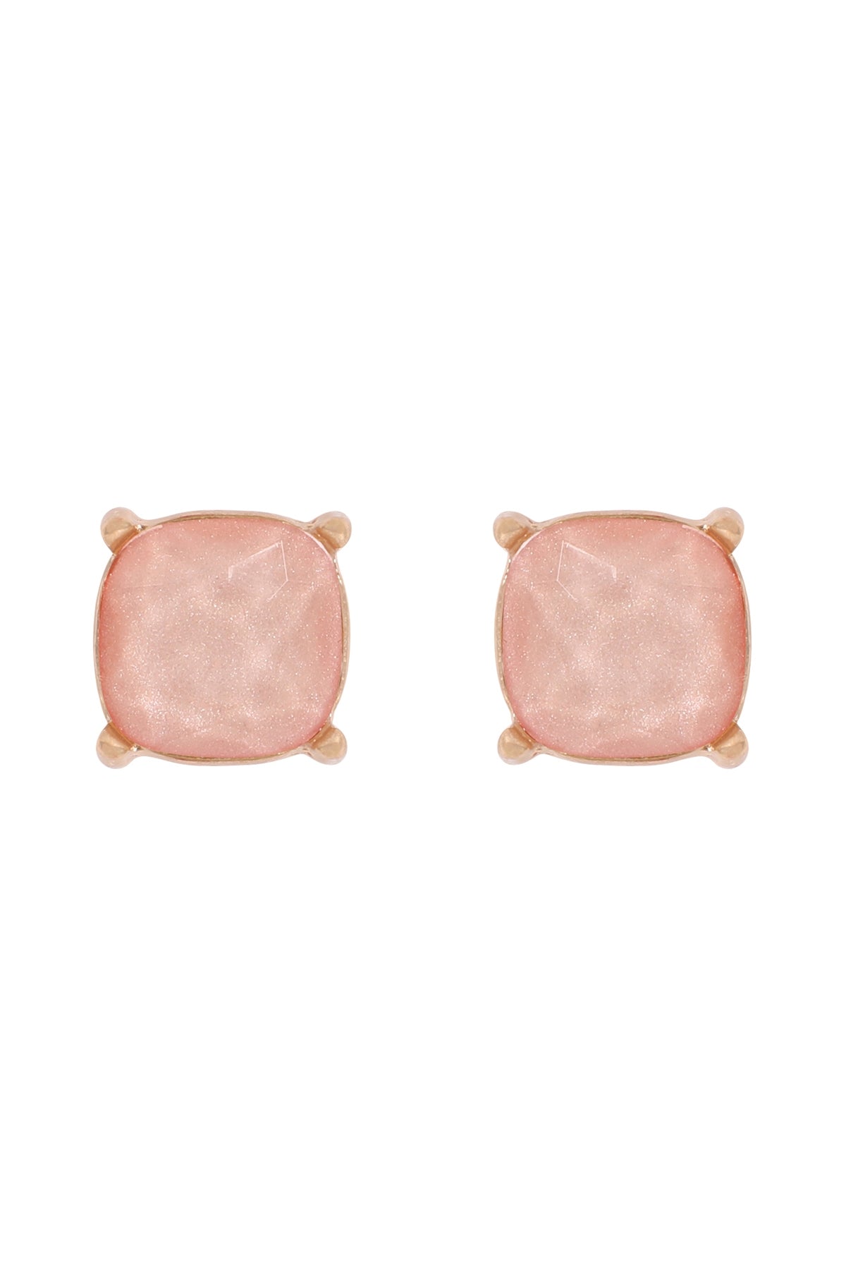 Pack of 6 Fine Peach Glitter Epoxy Stud Earrings
