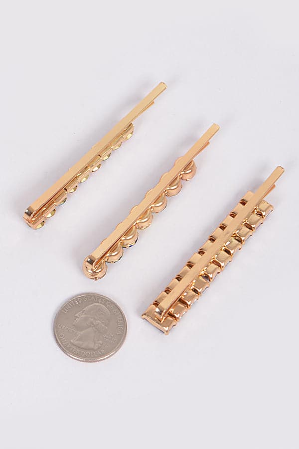Pack of 6 - 2628 Clear Jeweled Rhinestone Hairpins
