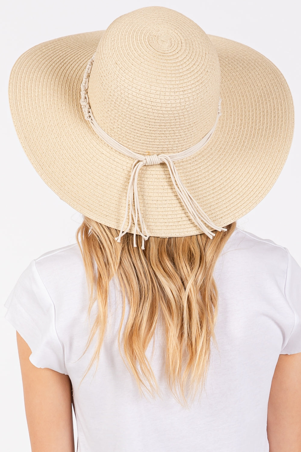 Beige Braided Strap Straw Sun Hats - Pack of Six Fashionable Summer Headwear