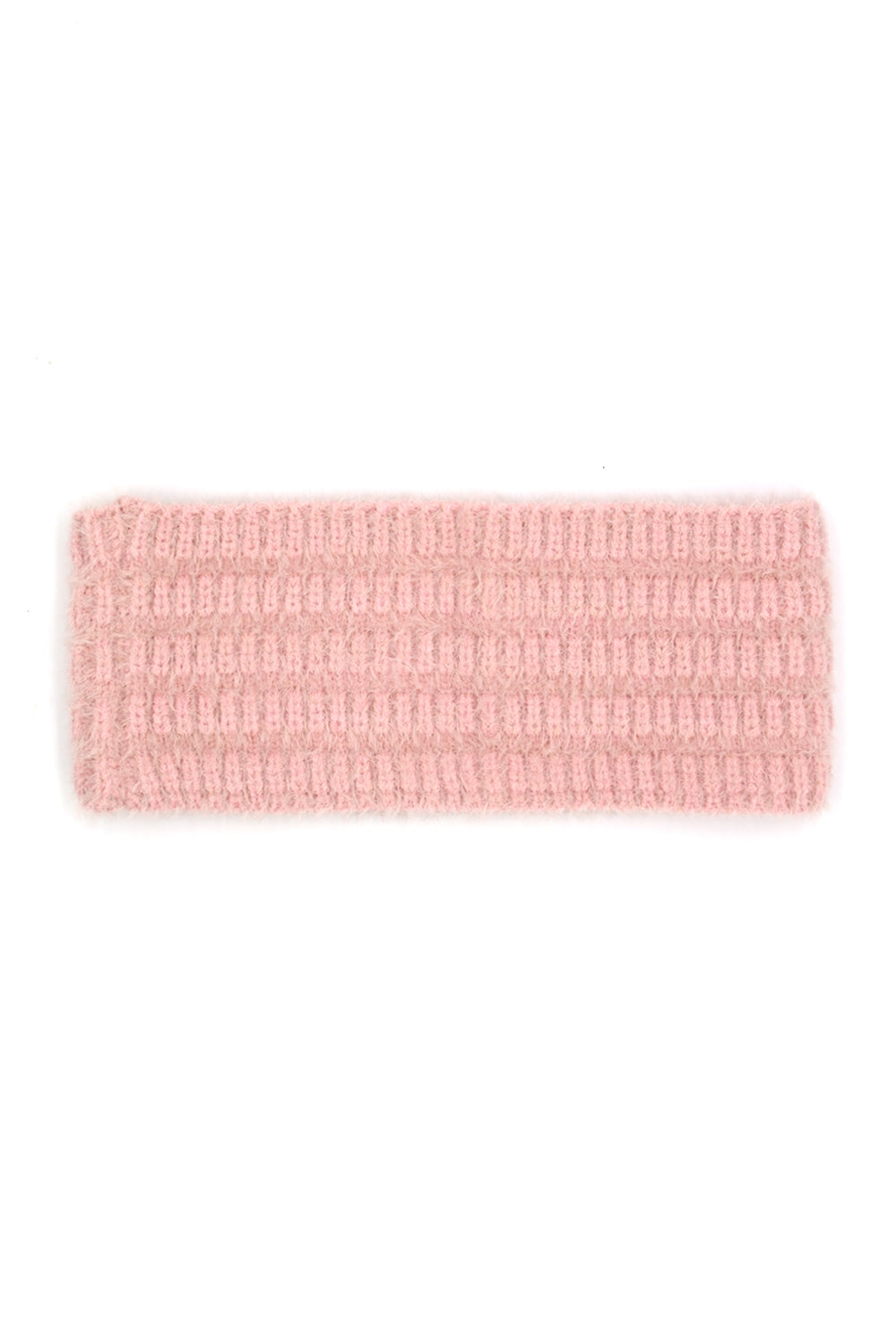 Pink Fuzzy Cable Knit Headbands - Set of 6