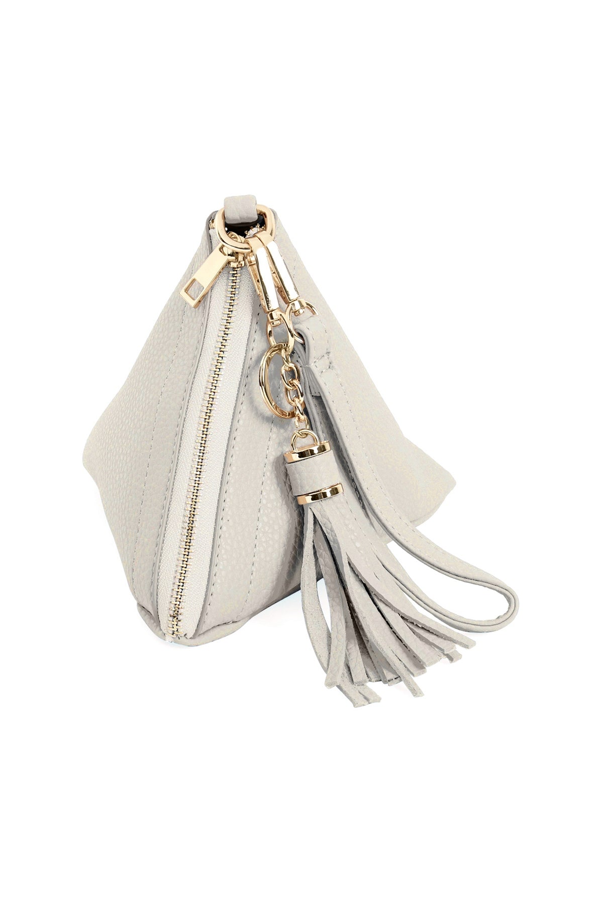Light Grey Pyramid-Shaped Faux Leather Wristlet Bags - Pack of 6