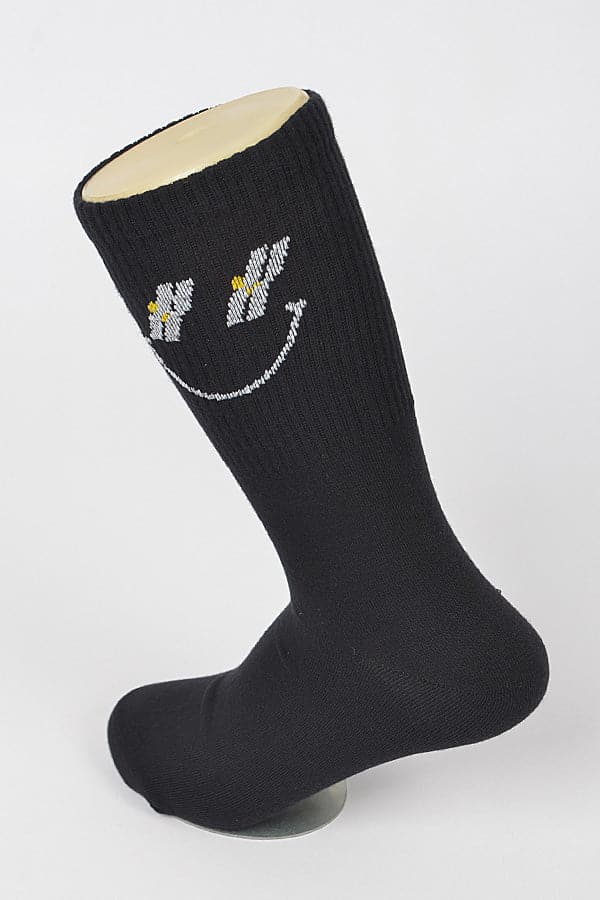 Set of 6 Black Happy Face Socks - Size 2358