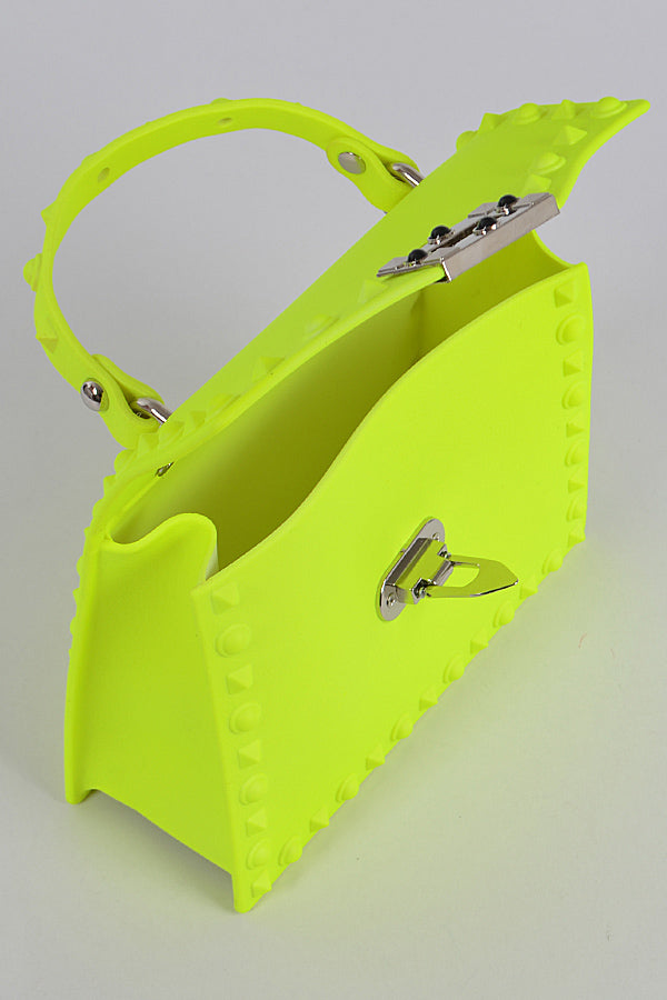 Set of Three Monotone Studded Green Clutches - 8003 Model