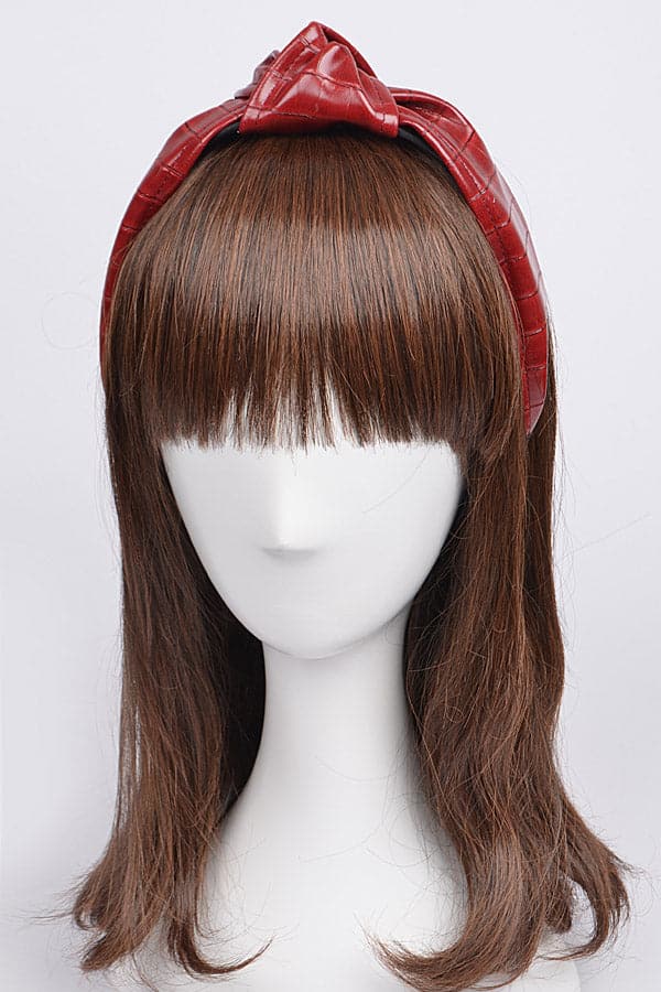 Pack of 6 Knotted Snakeskin Leather Red Headbands