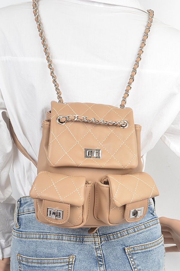 3-Pack of Quilted Two-Pocket Camel Backpacks