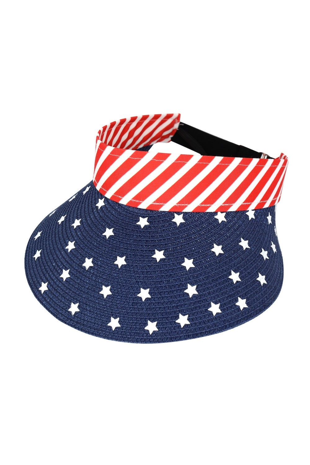 Adjustable Elastic Band American Flag Roll - Up Visors - Set of 6