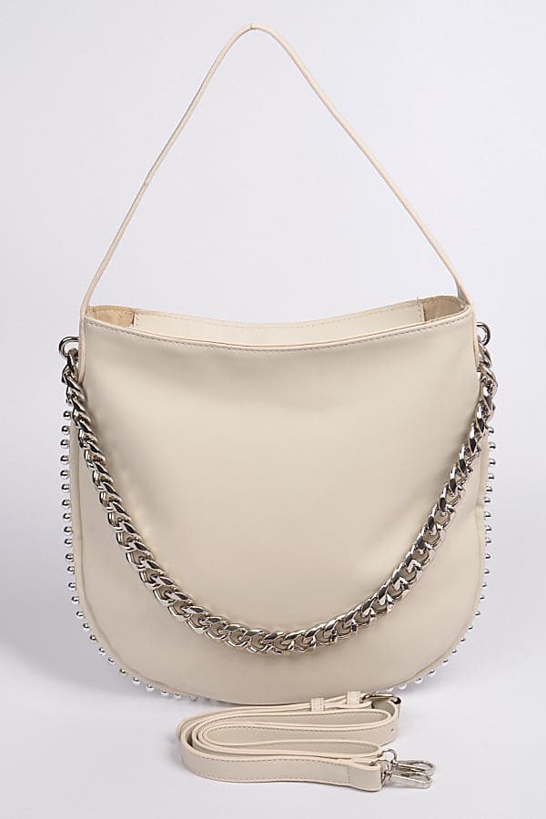 Set of 3 Ivory 8327 Chain - Strapped Shoulder Clutches
