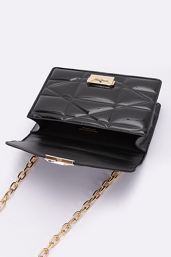 Set of 3 - 9226 Camel Embossed Enamel Flap Crossbody Clutches