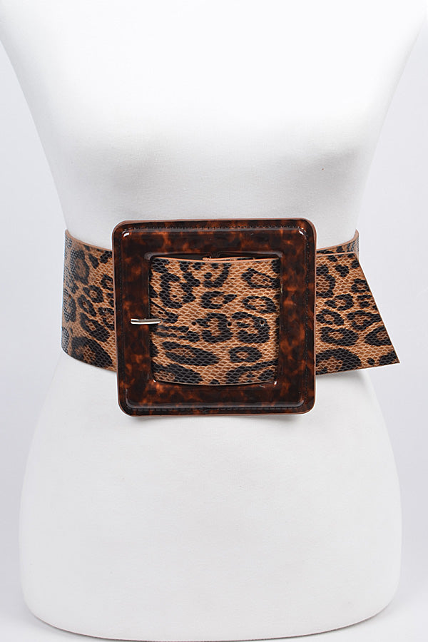 Leopard Print Iconic Square Buckle Belt - Set of 6