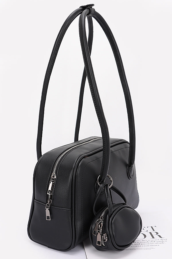 Set of 3 Camel Faux Leather Sport Bags