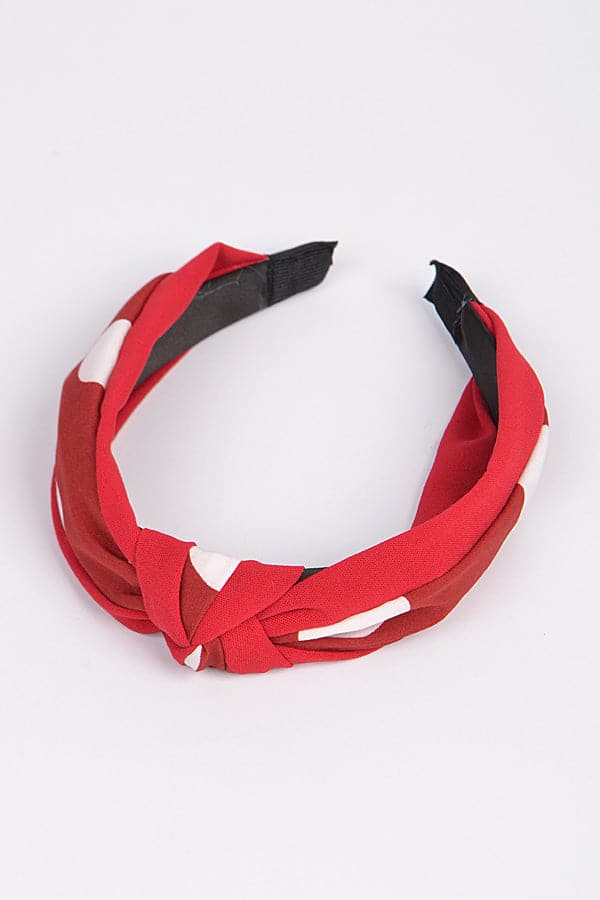 Pack of 6 Red 3538 Knotted Dot Fabric Headbands