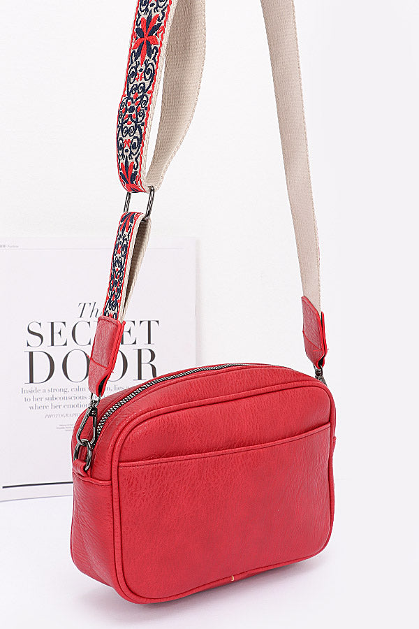 Red Faux Leather Camera Bags - Set of 3